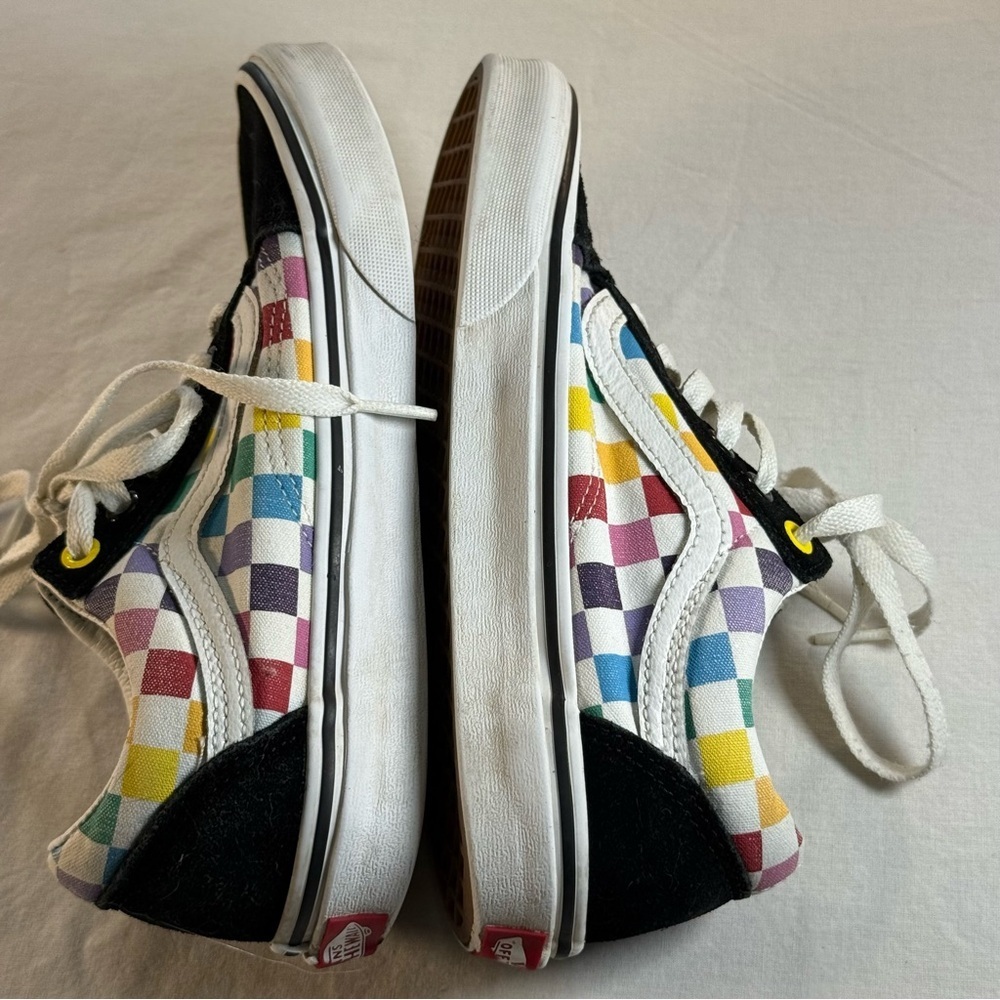Vans Old Skool Rainbow Checkerboard Sneakers Multi/Black Women’s 6 Skate Y2K - Picture 8 of 13